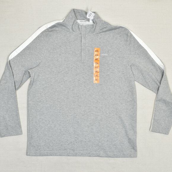 NEW Calvin Klein Men's 1/4 Zip Pullover Sweater Cotton Gray Size 2XL Solid - Picture 1 of 8